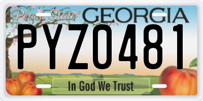 GA license plate PYZ0481