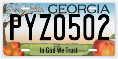 GA license plate PYZ0502