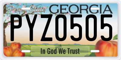 GA license plate PYZ0505