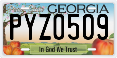 GA license plate PYZ0509
