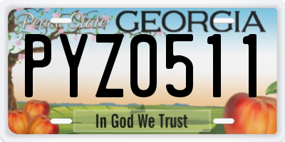 GA license plate PYZ0511
