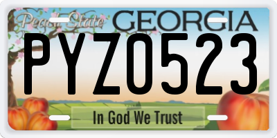 GA license plate PYZ0523