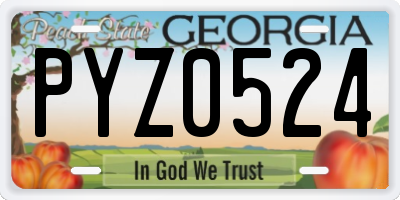 GA license plate PYZ0524