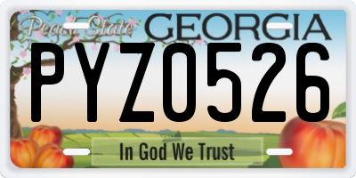 GA license plate PYZ0526