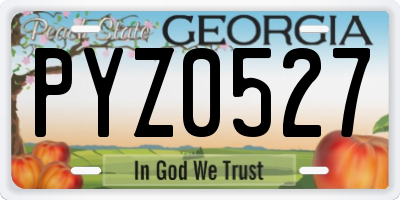 GA license plate PYZ0527