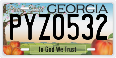 GA license plate PYZ0532