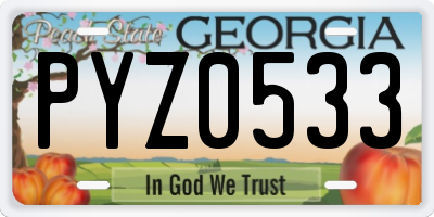 GA license plate PYZ0533
