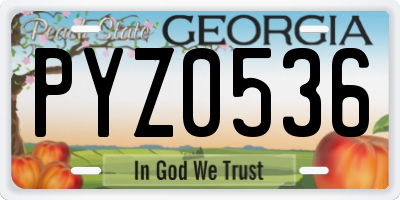 GA license plate PYZ0536