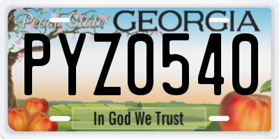 GA license plate PYZ0540