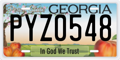 GA license plate PYZ0548