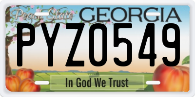 GA license plate PYZ0549