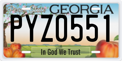 GA license plate PYZ0551