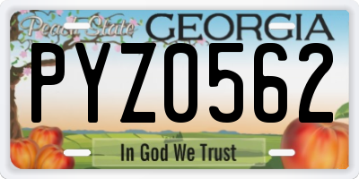GA license plate PYZ0562