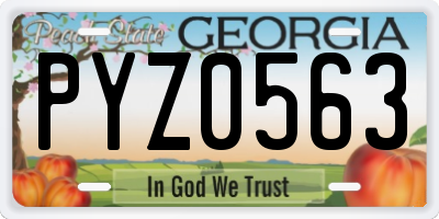GA license plate PYZ0563