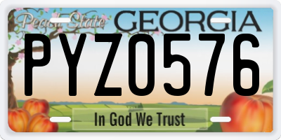 GA license plate PYZ0576