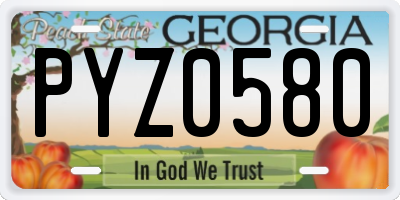 GA license plate PYZ0580