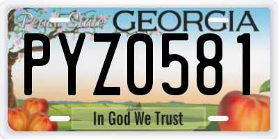 GA license plate PYZ0581