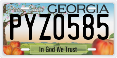 GA license plate PYZ0585
