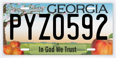 GA license plate PYZ0592