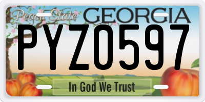GA license plate PYZ0597