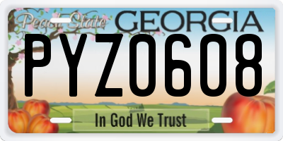 GA license plate PYZ0608