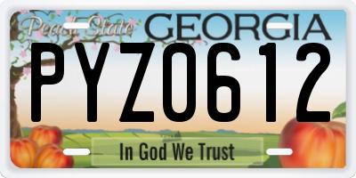 GA license plate PYZ0612