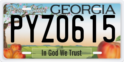 GA license plate PYZ0615