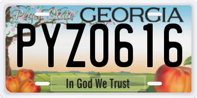 GA license plate PYZ0616