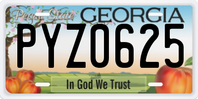 GA license plate PYZ0625