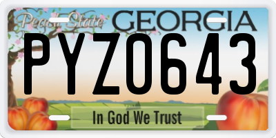 GA license plate PYZ0643
