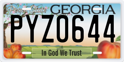 GA license plate PYZ0644