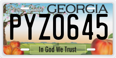 GA license plate PYZ0645