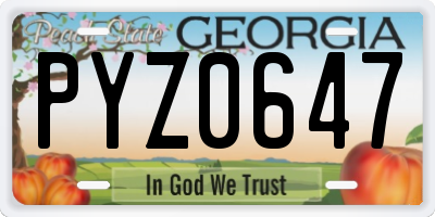 GA license plate PYZ0647