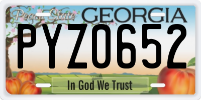 GA license plate PYZ0652