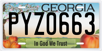 GA license plate PYZ0663