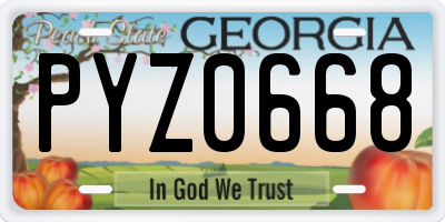 GA license plate PYZ0668