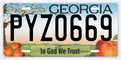 GA license plate PYZ0669