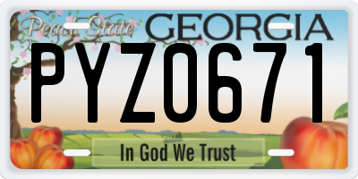 GA license plate PYZ0671