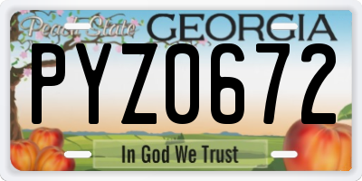 GA license plate PYZ0672