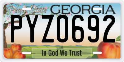 GA license plate PYZ0692