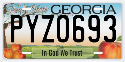 GA license plate PYZ0693