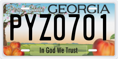 GA license plate PYZ0701
