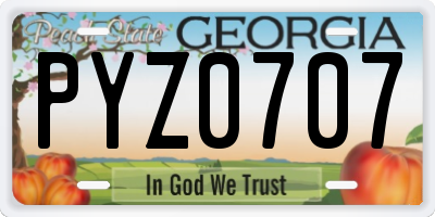 GA license plate PYZ0707