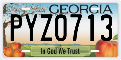 GA license plate PYZ0713