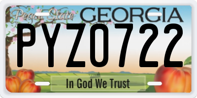 GA license plate PYZ0722