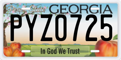 GA license plate PYZ0725