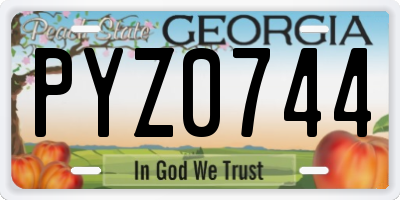 GA license plate PYZ0744