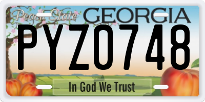 GA license plate PYZ0748