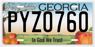 GA license plate PYZ0760