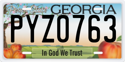 GA license plate PYZ0763